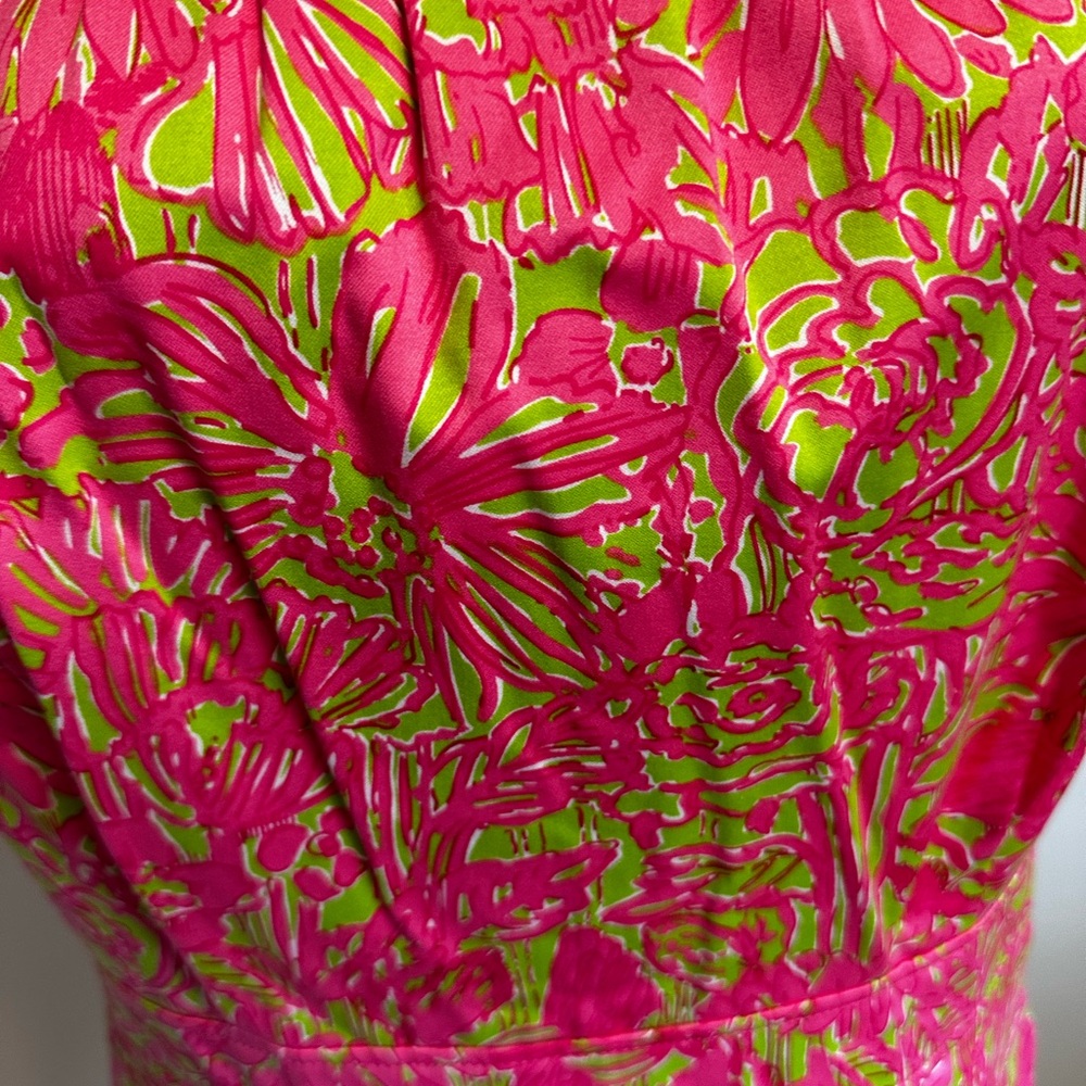 Lilly Pulitzer Pink & Lime Floral Midi Sheath Dress - Picture 3 of 4